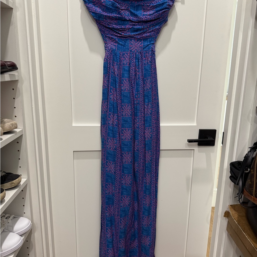 Free People Peyton Blue and Pink Strapless Maxi Dress - Picture 3 of 4